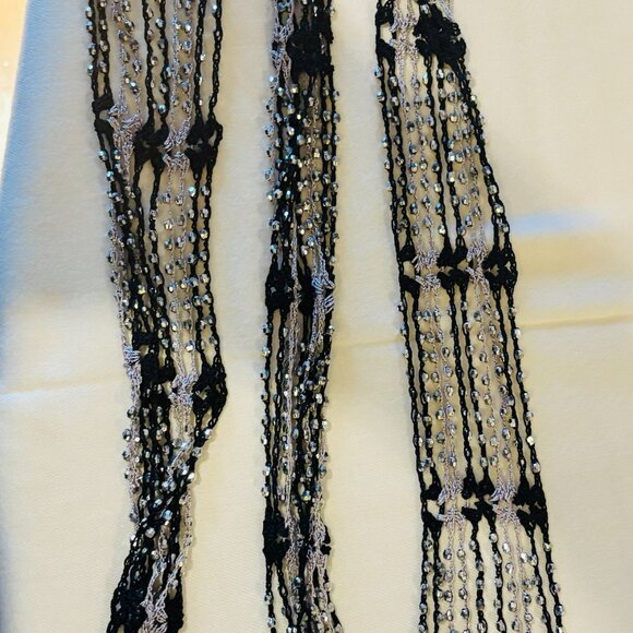 Beautiful Silver and Black Beaded Scarf - Picture 6 of 8